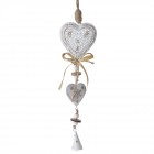 Висулка сърце, метал, бяла, 8х38 см