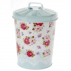 Метална кофа с капак, божури, синя,  D 14X11CM.