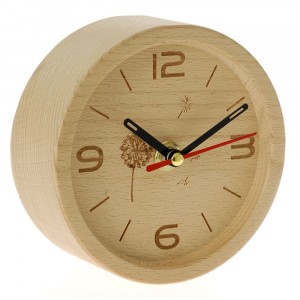Настолен часовник, натурално дърво, Ф12 см