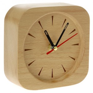 Настолен часовник, натурално дърво, квадрат, 12 см