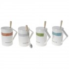 Керамична чаша с капаче и лъжичка, Artistic color, 4 модела
