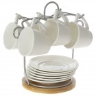 к-т от 6 бр. керамични чаши с метална стойка