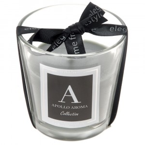 Ароматна свещ в стъкло панделка D7X7.5CM, сива