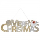 Висящ надпис MERRY CHRISTMAS  с Дядо Коледа, 48х15 см