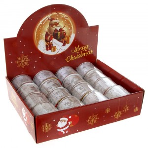 Коледна панделка сребро и злато 1, 6.3CM.X10YARDS