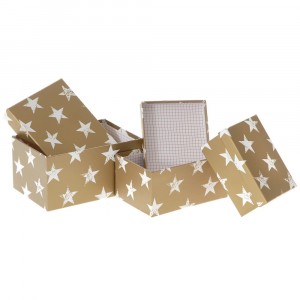 Комплект кутии картон, златни на звезди