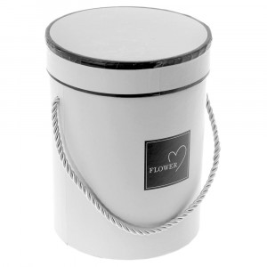 Единична кръгла картонена кутия с капак-сива Ф14X18