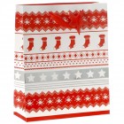 Подаръчна торбичка с коледни мотиви, 26х10х32 см