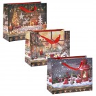 Подаръчна торбичка принт с коледни мотиви, 23х10х18 см