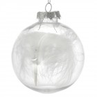 К-т от 6бр топки прозрачни с перо пластик, 8см