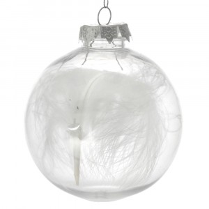 К-т от 6бр топки прозрачни с перо пластик, 8см