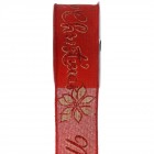 Коледна панделка зебло, червена, коледна звезда, 5смХ9.10 М