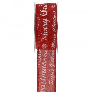 панделка зебло, червена, весела коледа, 4,5 Х 9,1 М