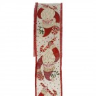 Коледна панделка плат, Дядо Коледа,  3 см Х 5 М