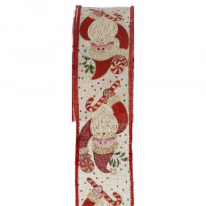 Коледна панделка плат, Дядо Коледа,  3 см Х 5 М