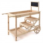 Дървен стелаж количка с черна дъска за надписване