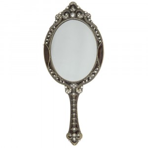 Метално огледало с камъни, 9х22 см