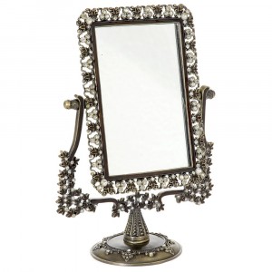 Метално огледало с камъни, 18х24 см