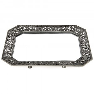 Метален поднос,огледална повърхност с камъни, 21х26 см