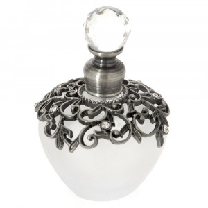 Стъклена бутилка с метална декорация и камъни, 5Х8 см