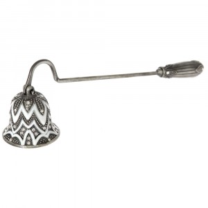 Метална гасачка за свещ с камъни, сребро, 21 см