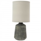 Настолна лампа, керамика, сиво - бяло, 13х28 см