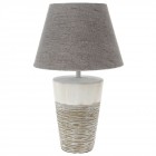 Настолна лампа, керамика, сиво и крем, 25х41 см