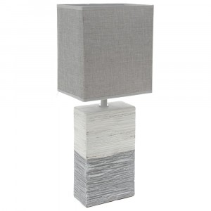 Настолна лампа с керамична основа, сиво и бяло, 14Х20Х50 см