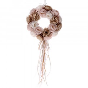 Венец от рози, плат, розово и кафяво