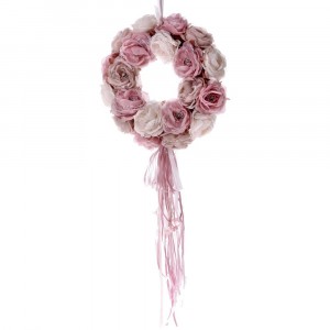 Венец от  рози, плат, розово и бяло