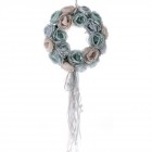 Венец от  рози, плат,  розово и синьо