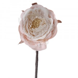 Стрък розова роза от плат