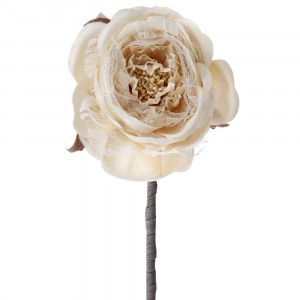 Стрък кремава роза от плат