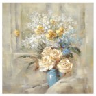 Картина масло, цветя във ваза, 100х100 см