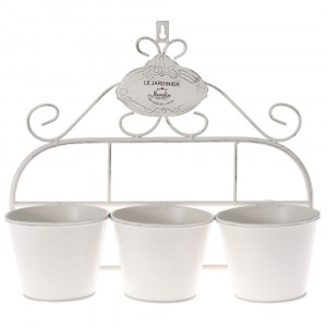 Метална кашпа за три сакции, за стена, 40х14х34 см