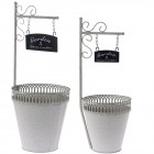 Комплект сиви метални кашпи, Ф25х60/Ф21х54 см