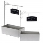 Комплект сиви метални кашпи, 44х21х65/37х19х57 см