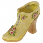 Керамична кашпа обувка, жълта, 21х10х16 см