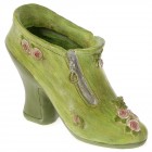 Керамична кашпа обувка, зелена, 21х10х16 см