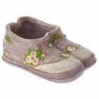 Керамична кашпа обувка, розова, 26х17х11 см