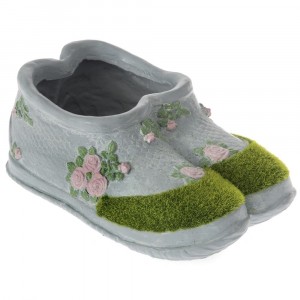 Керамична кашпа обувка, синя, 26х17х11 см