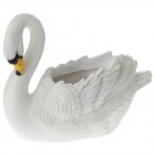 Кашпа лебед, полирезин, бял, 55х28х45 см