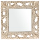 Огледало ретро, бяло-златно, дърво, 60х60 см