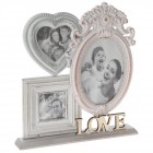 Колаж за снимки на поставка, ретро, бяло-розово дърво, 30х33 см