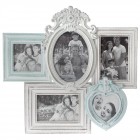 Колаж за снимки, ретро, бяло-синьо, дърво, 45х42 см