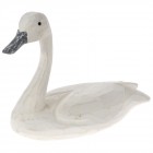Лебед, дърво, бял, 25х13х17 см
