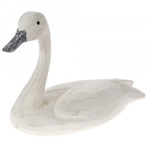 Лебед, дърво, бял, 25х13х17 см