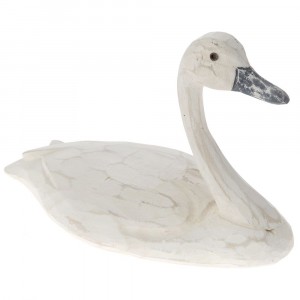 Лебед, дърво, бял, 35х16х24 см