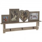 Закачалка с рамки за снимки, претрито дърво, 70х39 см