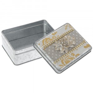 Метална кутия с роза, 11х8х4 см